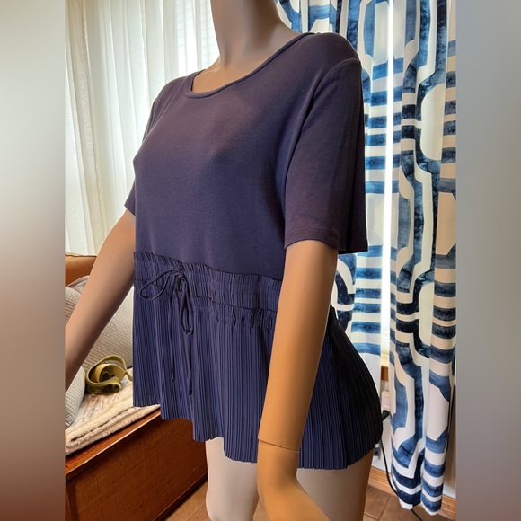 Vera Wang Navy Blue baby Doll & Ruffled Blouse Size Large - Picture 5 of 10